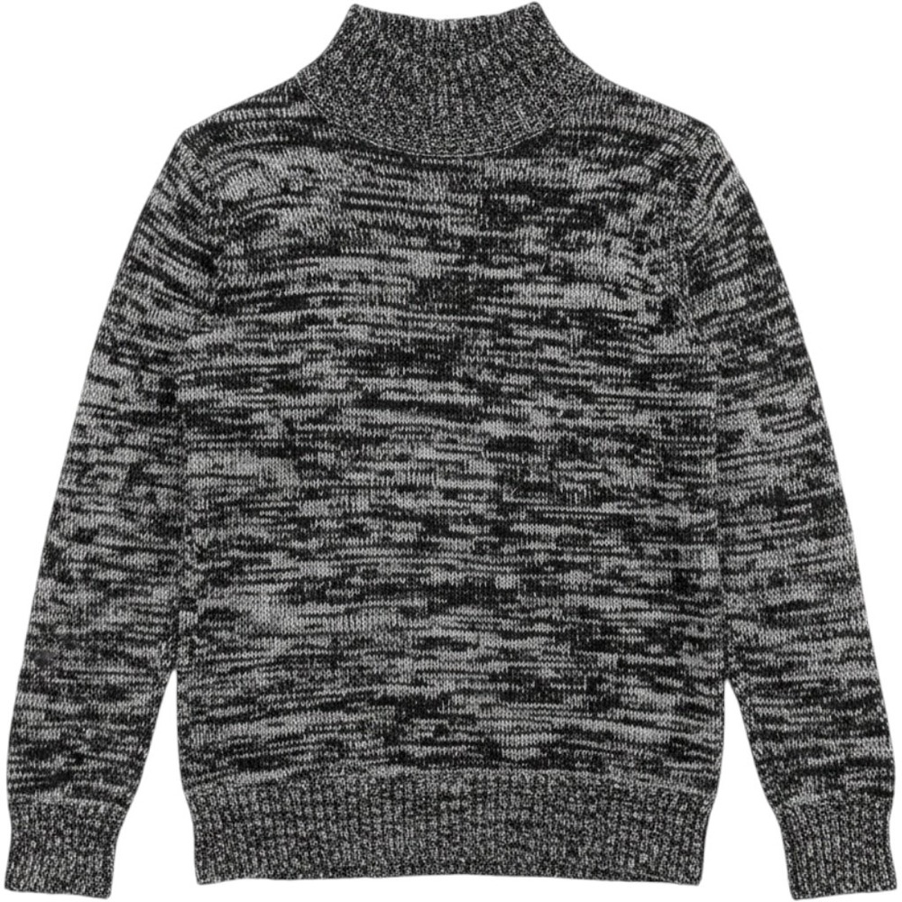 Old Navy Womens XL Mock Neck Space Dye Knit Sweater Black White Marled Pullover